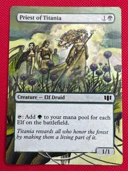 MTG 1X Priest of Titania X1 Commander 2014 (Altered hand Painted Art) Magic - Image 1