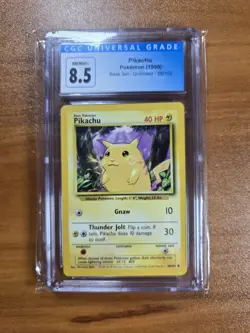 1999 POKEMON BASE SET UNLIMITED YELLOW CHEEKS #58 PIKACHU CGC 8.5 - Image 1