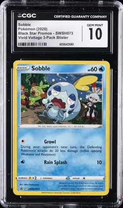 2020 POKEMON BLACK STAR PROMOS VIVID VOLTAGE 3-PK BLISTER SOBBLE CGC 10 GEM MINT - Image 1