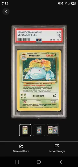 Pokemon TCG Venusaur Base Set PSA 5 Holographic - Image 1