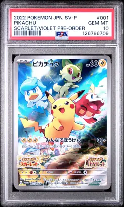 2022 POKEMON JAPANESE SV PROMO SCARLET & VIOLET PRE-ORDER #001 PIKACHU PSA 10 - Image 1