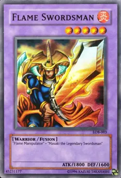 Yu-Gi-Oh! Flame Swordsman LOB-003 Super Rare Vintage Original - Image 1