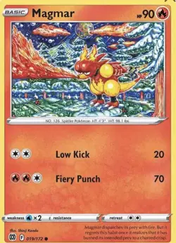 Pokemon Card 019/172 MAGMAR - BRILLIANT STARS - COMMON - NM - Image 1