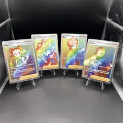 Pokemon TCG 4-Card Trainer Lot Rainbow Holo Full Art - Image 1