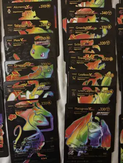 Pokemon Black Foil Fan Art Rainbow Cards Lot Of 55 - Image 4