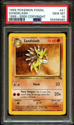 PSA 10 GEM MINT Sandslash 41/62 1999-2000 (Red Logo) Pokemon Card 560 - Image 2