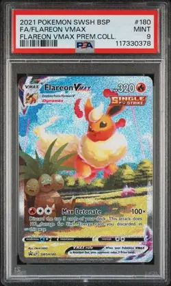 2021 Pokemon Promo Card SWSH 180 Flareon Vmax Premium Collection Graded PSA 9 - Image 1