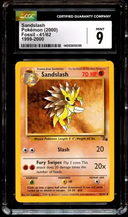 CGC 9 MINT Sandslash 41/62 1999-2000 (RED LOGO) Pokemon Card 199 - Image 2