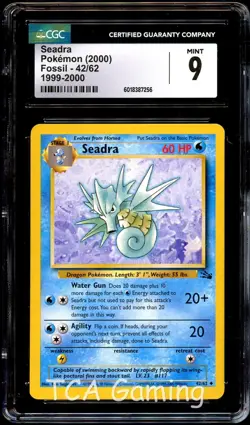 CGC 9 MINT Seadra 42/62 1999-2000 (Smooth Red Logo) Pokemon Card 256 - Image 1