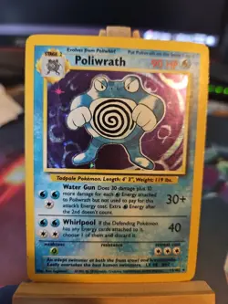 Poliwrath Base Set Holo Unlimited Holo Rare Card 13/102 Pokemon TCG MP - Image 1