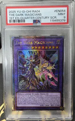 YU-GI-OH! RA04 STAMPEDE #EN054 THE DARK MAGICIANS 1ST ED-QUARTER CENTURY PSA 9 - Image 2