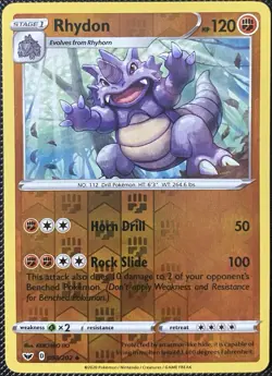 Rhydon 098/202 Swsh01: Sword & Shield Reverse Holo - Pokemon Card - Image 1