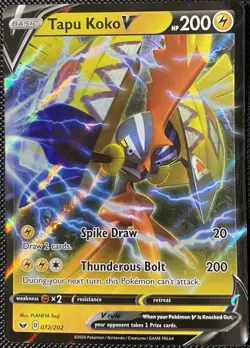Tapu Koko V 072/202 Swsh01: Sword & Shield Holo - Pokemon Card - Image 1