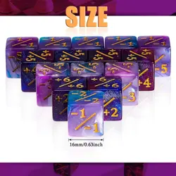 24 Pieces MTG Dice Counters Token Dice Glitter D6 Dice Cube Loyalty Counter Dice - Image 2