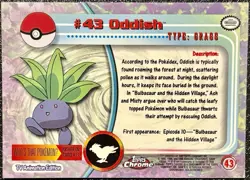 ODDISH #43, Series 1 - 2000, Topps TV Animation Edition Chrome Pokemon Card - Image 4
