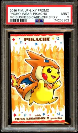 PSA 9 MINT Poncho Wearing Pikachu MEGA Charizard Y BUSINESS Pokemon Card 962 - Image 2