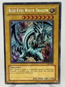 BLUE EYES WHITE DRAGON BPT-009 UNLIMITED YUGIOH CARD HOLO RARE - Image 1