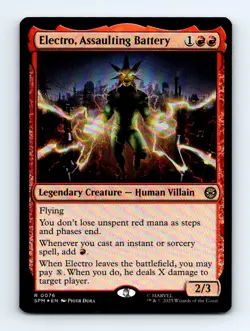 #76 2025 Marvel's Spider-Man Electro, Assaulting Battery Rare FOIL - Image 1