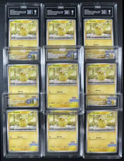 LOT OF 10 PIKACHU TAG 9 2025 POKEMON SV #214 ILLUSTRATION BLACK STAR PROMO BSP D - Image 1