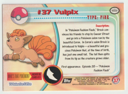 Pokemon Vulpix #37 LP+ Black Logo Topps TV Animation - SHIPS TOP LOADED!!! - Image 2
