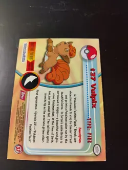 Vulpix #37 1999 Topps Pokemon TV Animation Edition Series 1 Red Logo - Image 2