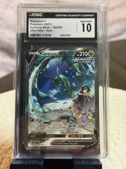 Pokemon CGC 10 Gem Mint Evolving Skies Alt Art Rayquaza V 194/203 - Image 1