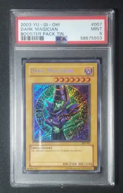 2003 Yu-Gi-Oh! Booster Pack Tin Promo BPT-007 Dark Magician Holo PSA 9 MINT - Image 1