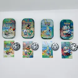 EMPTY Pokemon Celebrations Mini Tin Lot Of 4 W Art Cards & Coins - Image 1