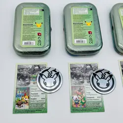 EMPTY Pokemon Celebrations Mini Tin Lot Of 4 W Art Cards & Coins - Image 3
