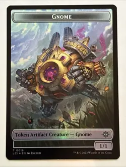 MTG The Lost Caverns of Ixalan Gnome/Dinosaur Token Foil 0016/0001 NM - Image 1
