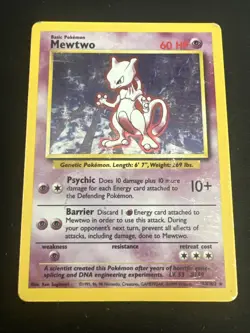1999 Base Set Vintage Pokemon 2 Card Lot: Holo 1st Edition Machamp & Mewtwo - Image 2