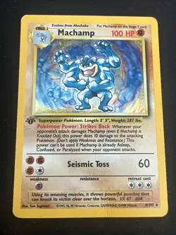 1999 Base Set Vintage Pokemon 2 Card Lot: Holo 1st Edition Machamp & Mewtwo - Image 4