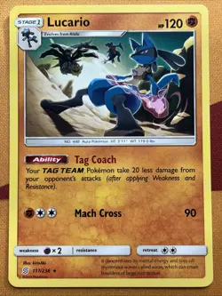 Pokemon Card - Lucario - Regular Rare (117/236) SM Unified Minds NM - Image 1