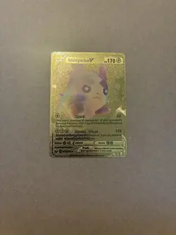 Morpeko V Gold Foil Fan Art Rainbow Rare Custom Pokemon Card Display Collectible - Image 1