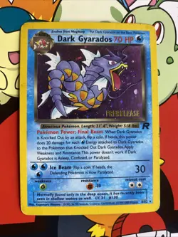 Dark Gyarados Prerelease 08/82 SWIRL WOTC Promo Holo Rare Pokemon Card 1999 - Image 1