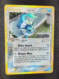 Vaporeon - 18/113 - Reverse Holo, EX Delta Species- Pokemon Card - Damaged - Image 1