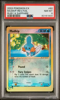 Mudkip PSA 8 - 60/109, EX Ruby & Sapphire - Reverse Holo - Pokemon Card - Image 1