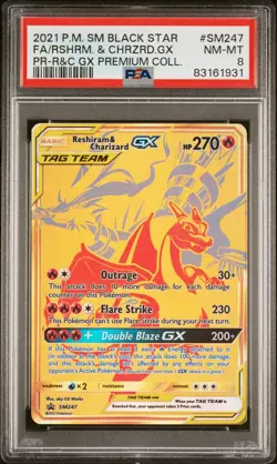 PSA 8 Reshiram & Charizard GX - SM247, Black Star Promo - Pokemon Card - Image 1