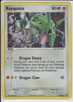 Pokemon TCG Rayquaza Holo Rare Card 9/106 EX Emerald LP - Image 1