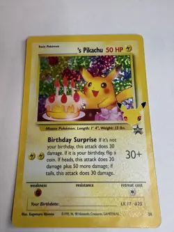 Birthday Pikachu 24 Holo Black Star Celebrations Promo Pokemon Card NM - Mint - Image 2