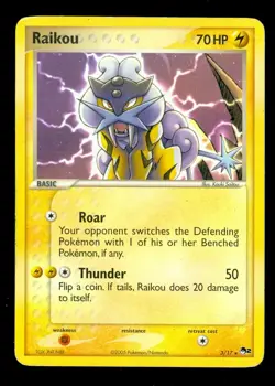Pokemon RAIKOU 3/17 Promo Card POP Series 2 - - HEAVY PLAY - Image 1