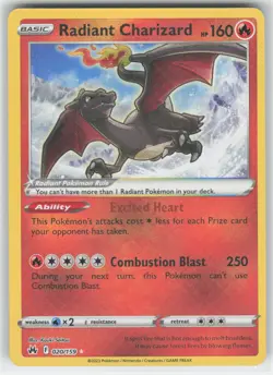Radiant Charizard #020/159 CRZ Crown Zenith Radiant Rare Holo Pokemon TCG Card - Image 1