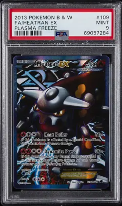 2013 POKEMON B&W PLASMA FREEZE #109 FULL ART/HEATRAN EX PSA 9 - Image 1