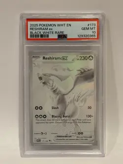 2025 Pokemon Reshiram EX Black White #173 Rare PSA 10 Gem Mint - Image 1