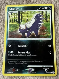 2007 Pokemon TCG Diamond & Pearl Stunky Lv17 HP60 Reverse Holo 102/130 LP - Image 1