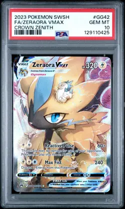 2023 POKEMON SWORD & SHIELD CROWN ZENITH ZERAORA VM GALARIAN GALLERY PSA 10 - Image 1
