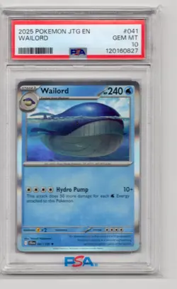 2025 POKEMON JTG EN WAILORD 041/159 GEM MT PSA 10 - Image 1
