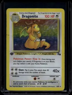 Pokemon TCG Dragonite 4/62 Fossil 1st Edition Holo HP/DMG - Image 1