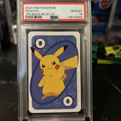 2020 UNO POKEMON JPN BACK-BLUE-#0 PIKACHU PSA 10 - Image 1