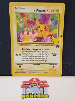 Pokemon TCG Birthday Pikachu CELEBRATIONS Black Star Promo #24 NM/MT - Image 1